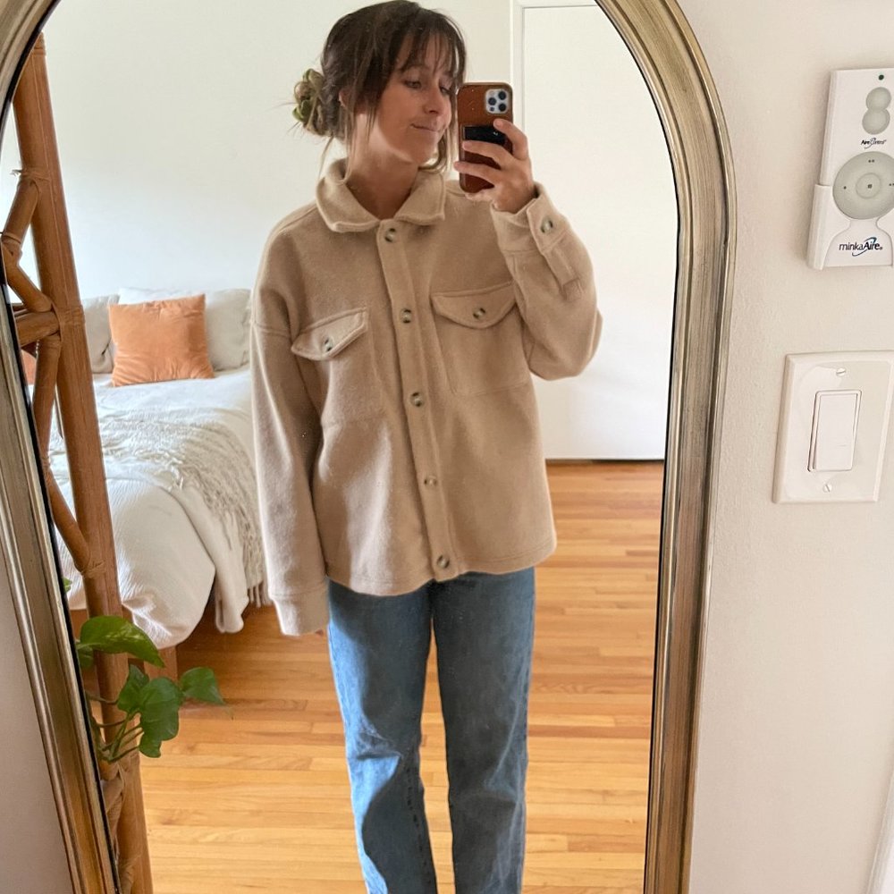 Crescent Pink / Mauve Felt Peacoat Jacket Size Medium